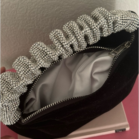 Velvet Black Crystal Small Evening Bag - Picture 2 of 4